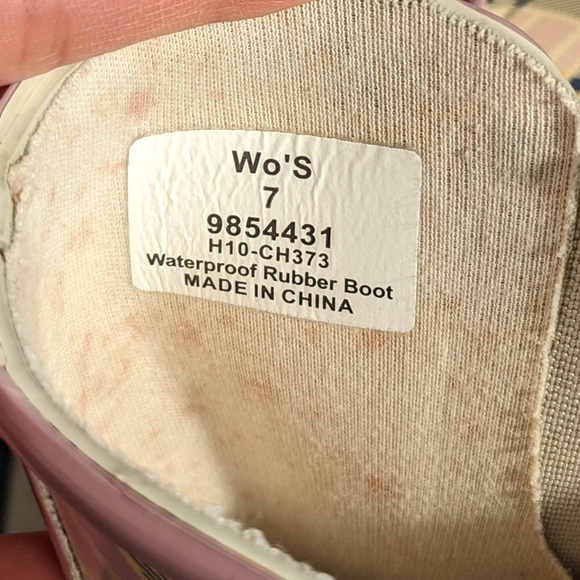 Sperry rubber rain boots US 7 pink and yellow plaid - Picture 2 of 5